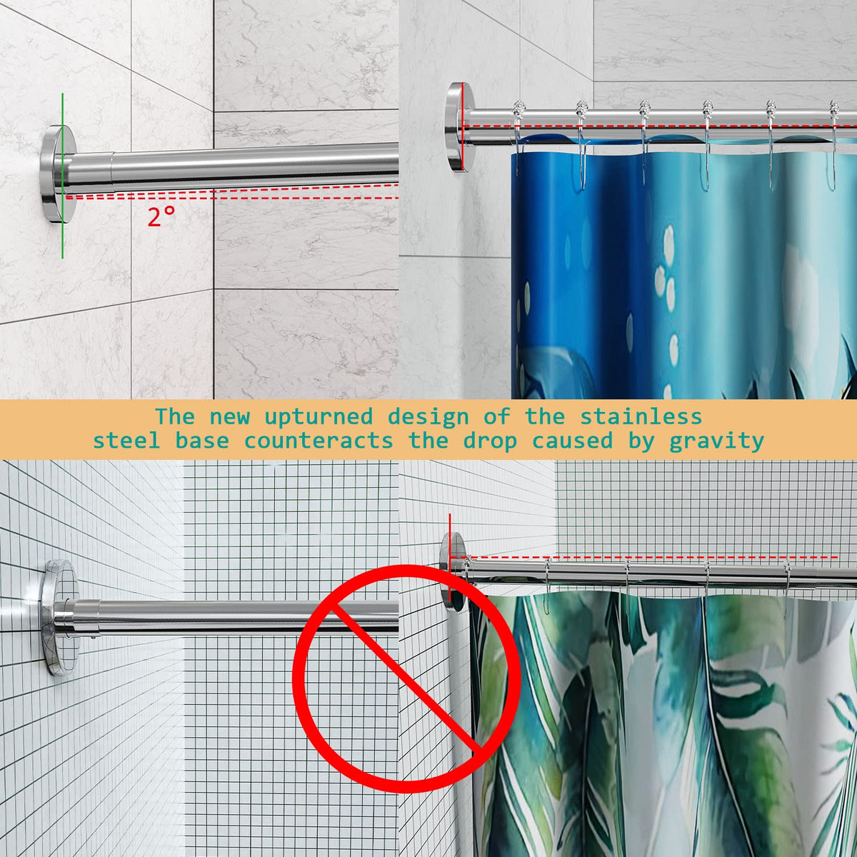 Adjustable L-Shaped Stainless Shower Curtain Rod – 70–100 cm