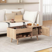 Lift-Top Coffee Table with Hidden Cabinet & Open Shelf