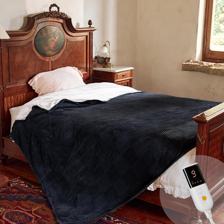 Texciting Heated Blanket Electric Blanket 150x200cm- Electric Throw with 9 Heat Settings&10 Hours Auto Off Heating Blanket,SAA Certified,Machine Washable (Black)