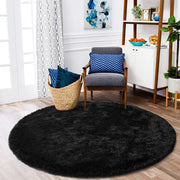 120 cm Round White Fluffy Shag Rug