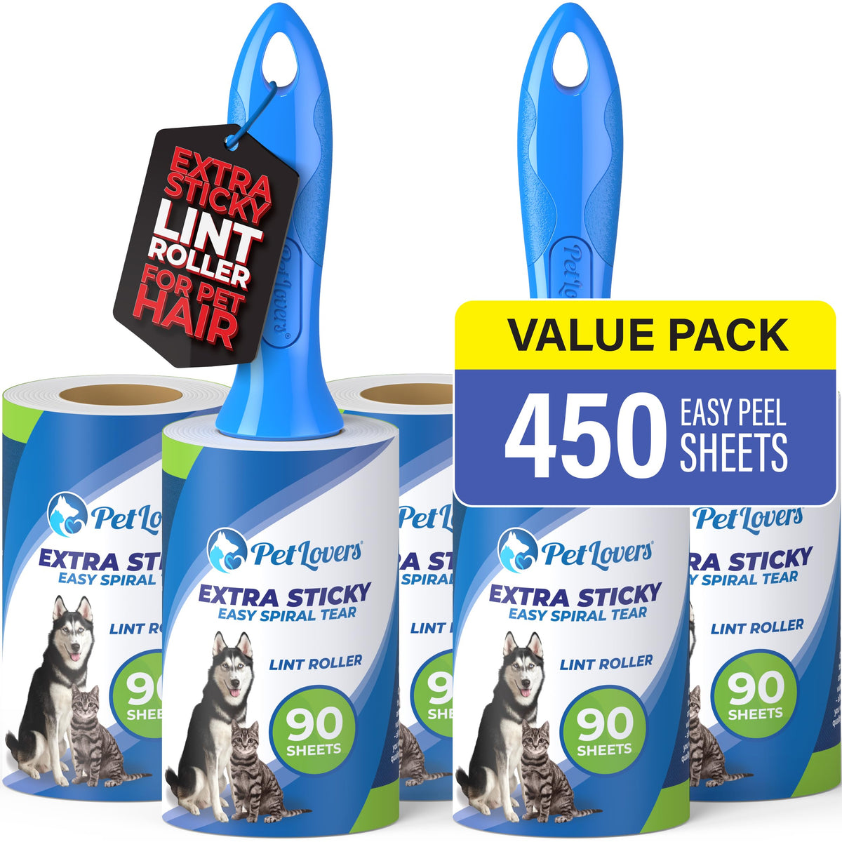 Extra-Sticky Lint Roller Set – 450 Easy-Peel Sheets