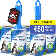 Extra-Sticky Lint Roller Set – 450 Easy-Peel Sheets