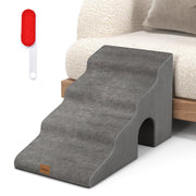 4-Tier Extra-Wide Grey Foam Pet Stairs with Washable Cover