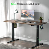 Electric Standing Desk 110x60cm (43.3"x23.6"), Height Adjustable Standing Desk with Splice Board, Stand Up Desk with Hook and Memory Smart Handset(Black Frame + Rustic Brown Desktop)