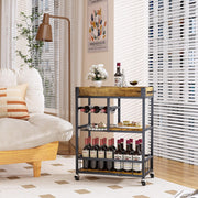 3-Tier Rustic Bar Cart with Removable Serving Tray