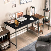 140 cm Black Computer Desk with 2-Tier Shelves