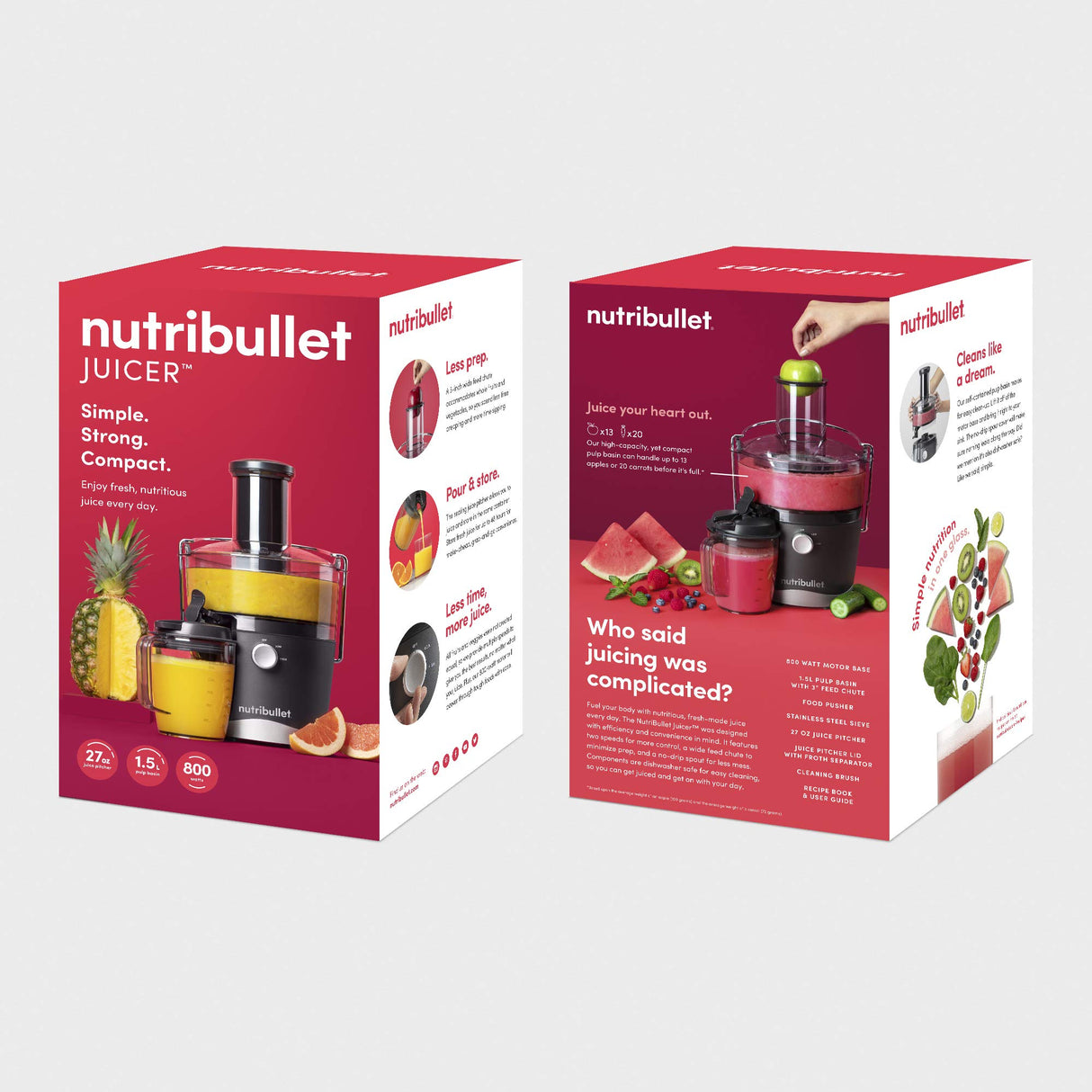NutriBullet Juicer, Dark Grey, Juicer, High Speed Centrifugal Juicer with 800w Motor, Two Speeds, 1.5L Pulp Basin, 800ml Juice Container (NBJ07100)