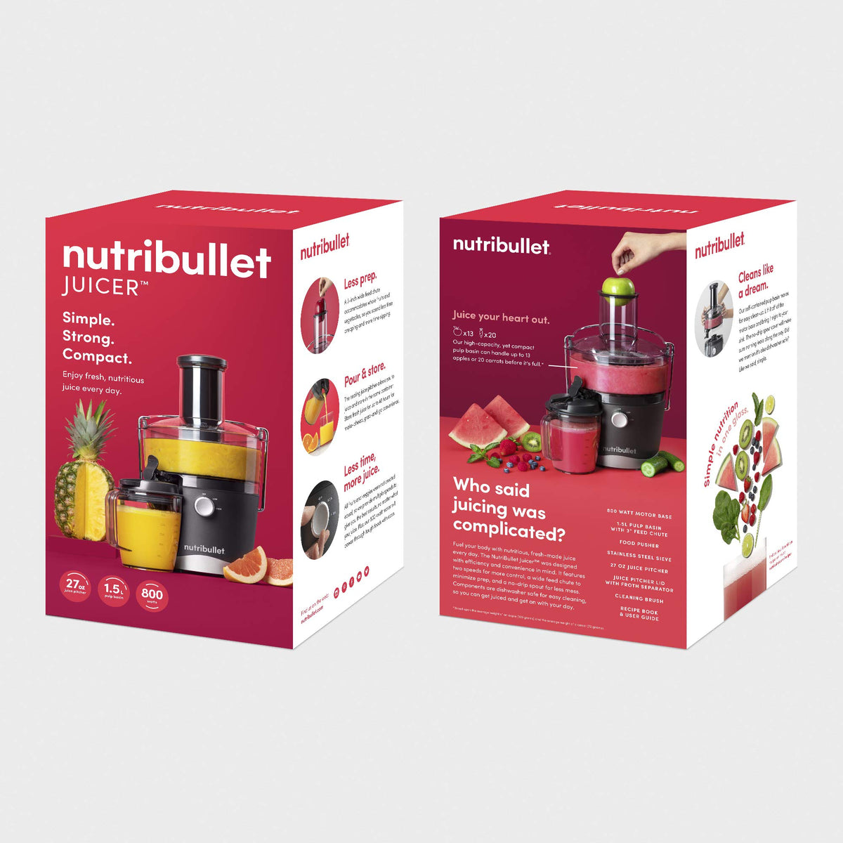 NutriBullet Juicer, Dark Grey, Juicer, High Speed Centrifugal Juicer with 800w Motor, Two Speeds, 1.5L Pulp Basin, 800ml Juice Container (NBJ07100)