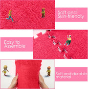 Fluffy Area Rug, 30cm Square Plush Foam Floor Mat Playmat for Kids, 4Pcs Shaggy Detachable Furry Carpet, Couch Cover Seat Cushion Play Mat for Bedroom Playroom Decor