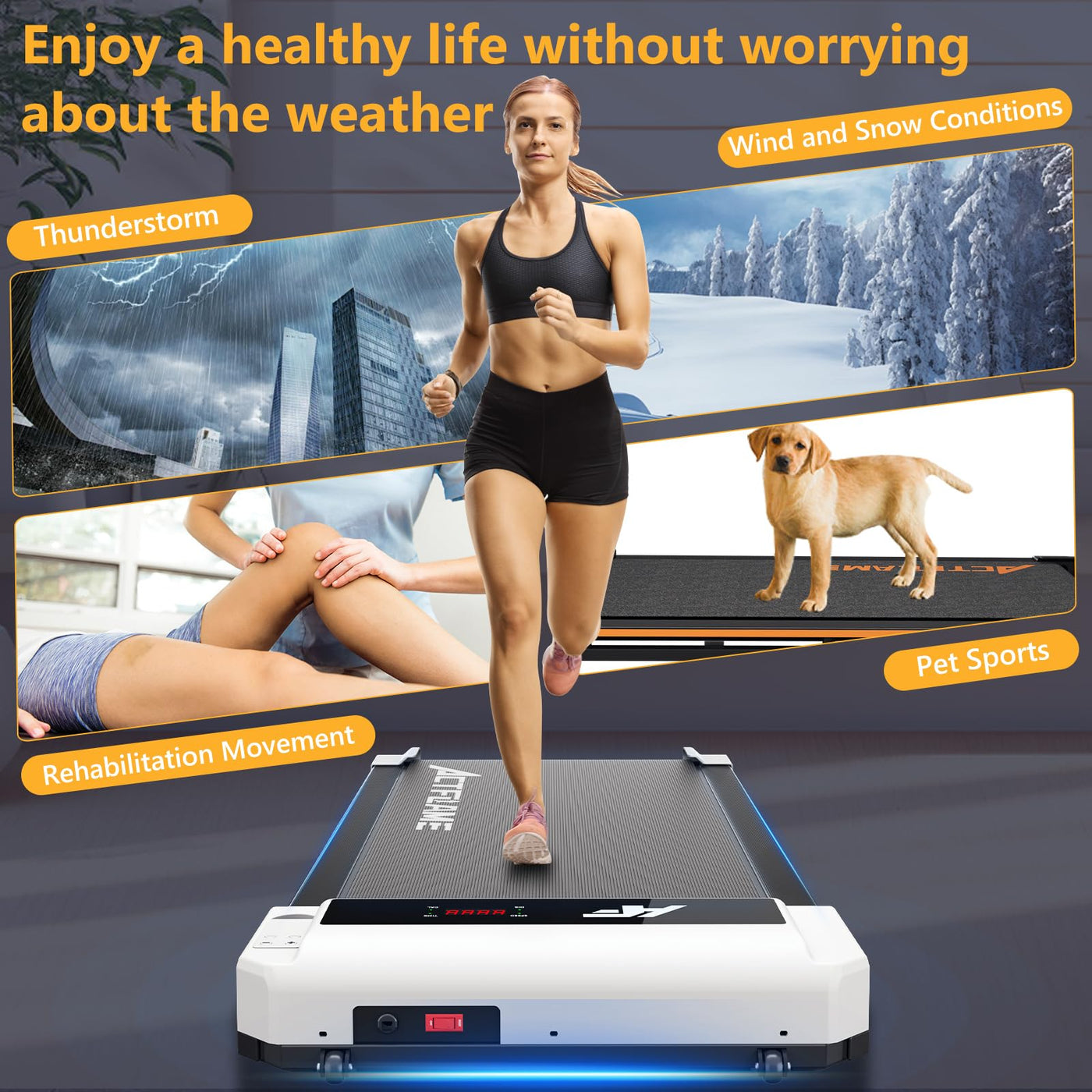 Walking Pad Treadmill, Under Desk Treadmill for Home and Office, 2 in 1 Portable Treadmill with Smart Remote Control, Compact Treadmill 265LB Capacity for Walking and Jogging