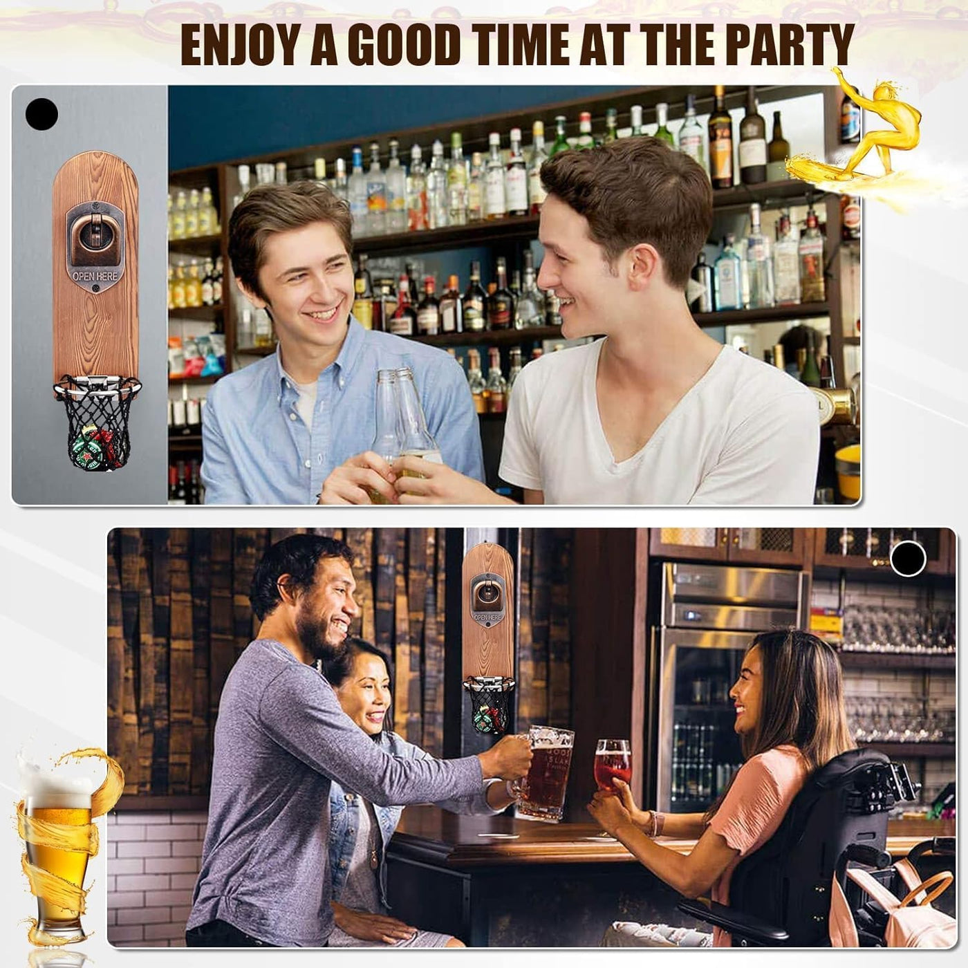 Magnetic Football Wall Bottle Opener with Cap Net