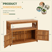2-Tier Acacia Outdoor Storage Cabinet with Magnetic Doors