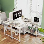 Reversible L-Shaped Desk with Shelves & Monitor Stand