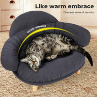 PaWz Pet Sofa Dog Cat Elevated Raised Couch Bed, Durable Soft Couch Chair Kitten Lounge Sofa Bed with Removable Cushion Seat Washable Cover, Luxury Plush Sofa Stool Bed for Dogs Cats with Wooden Frame