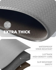 2-Piece Grey Cushioned Kitchen Mat Set – 43 × 119 & 43 × 241 cm