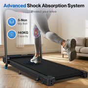3 in 1 Foldable Walking Pad, Under Desk Treadmill with APP, Portable Treadmills for Home, Walking Pad Treadmill with Safety Handle Bar, 140 KG Capacity, Console and Mute Remote Control