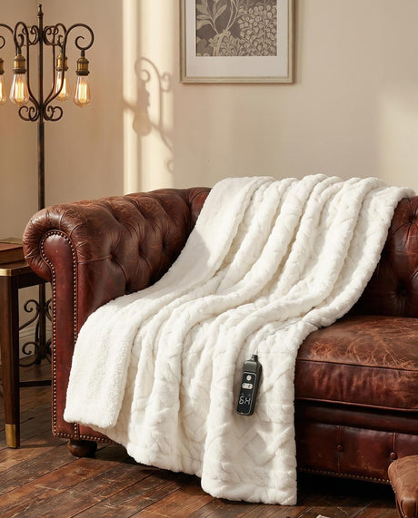 ROYGROW Electric Blanket King, 200x180cm Thick Milk Fleece Heated Blanket with 10 Heating Levels and 9 Time Settings, SAA Certified Overheat Protection Machine Washable Fast Electric Blanket, Grey