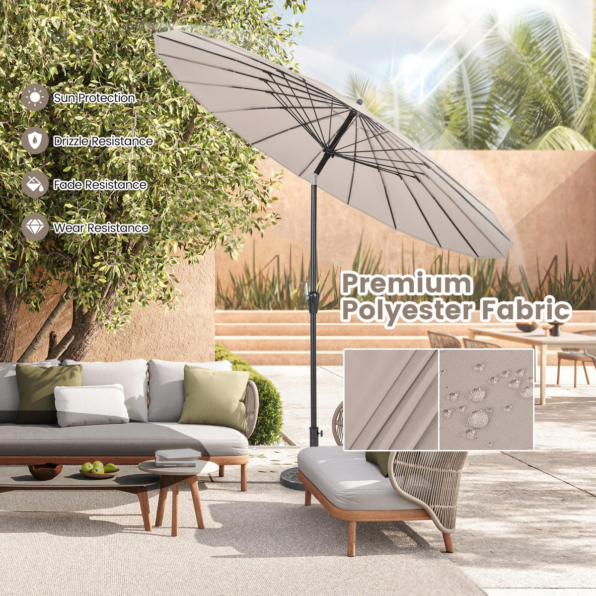 2.7 m Patio Umbrella with 18 Fibreglass Ribs, Tilt & Crank