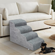 4-Step Grey Detachable Pet Stairs for Beds & Couches