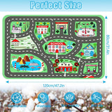 Play Mat Kids Rug Carpet Playmat Extra Large Learn Have Fun Safe Road Traffic System Multi Color Study Activity Centerpiece Play Mat for Playing with Cars for Bedroom Playroom