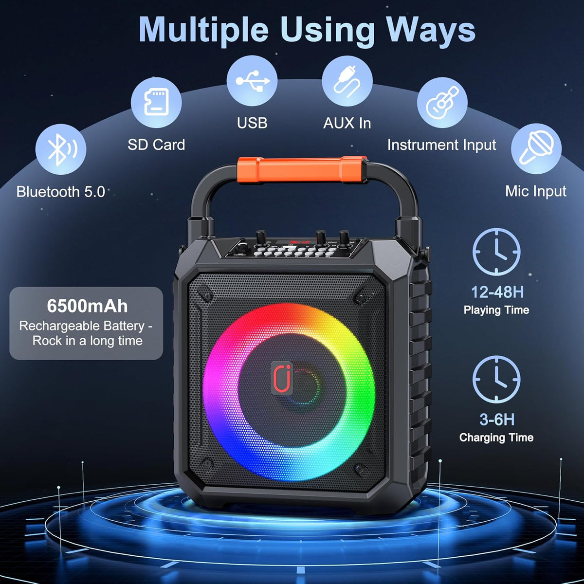 JYX 15 W Karaoke Speaker with 2 Wireless Microphones & DJ Lights