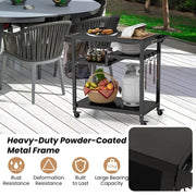 3-Shelf Outdoor BBQ & Pizza-Oven Prep Cart