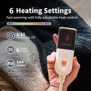Electric Heated Throw Blanket – 6 Heat Settings, 10H Auto-Off, SAA Certified, Machine Washable