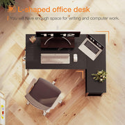 Reversible L-Shaped Desk with Shelves & Monitor Stand