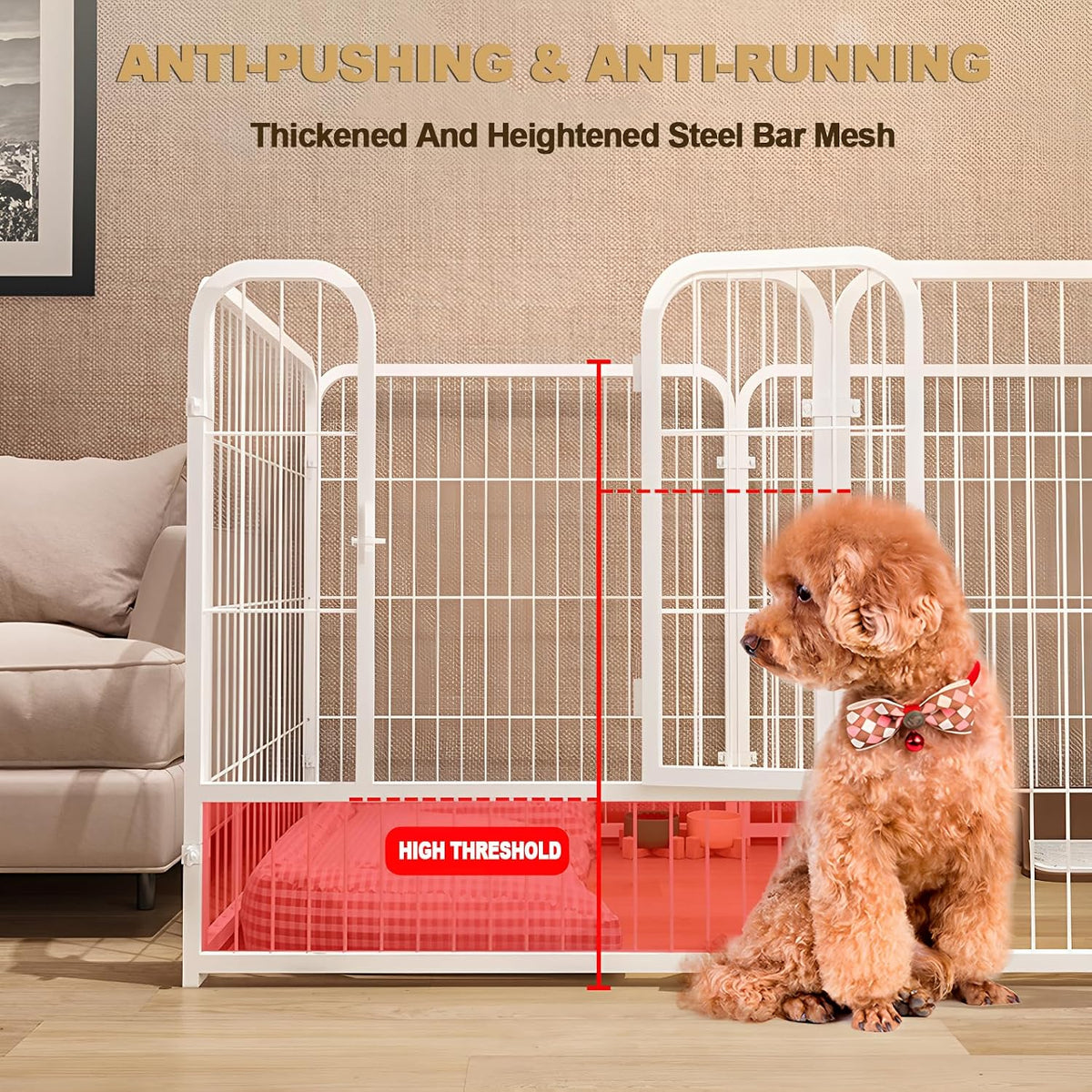 6-Panel Foldable Metal Dog Playpen with Door – 120 × 60 × 60 cm