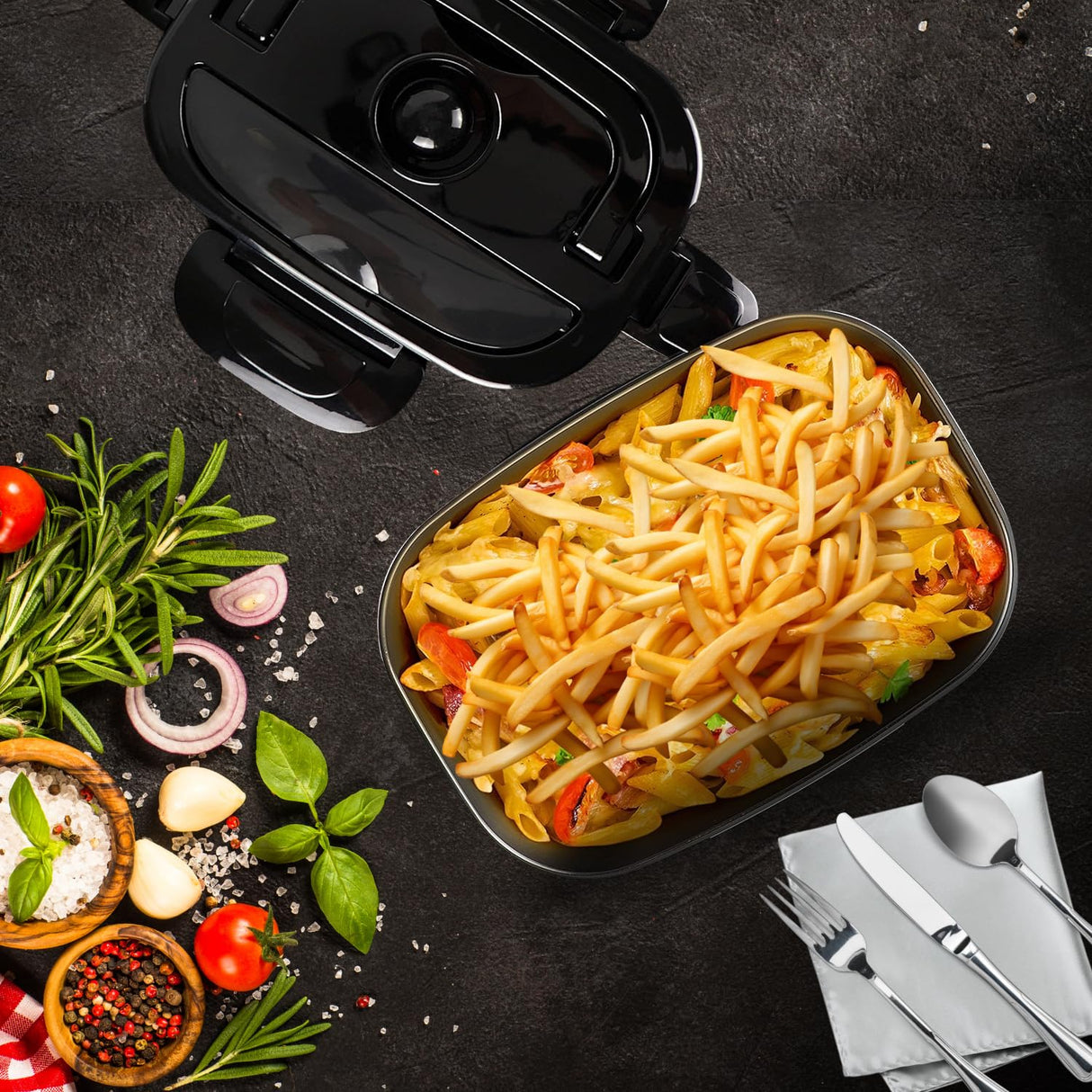 Electric Lunch Box, Food Heater Portable Warmer Leakproof Heated Box, 220V AU Socket, Heating Microwave for Car/Home with 1.5L Removable Stainless Steel Container with Spoon,Fork,Knife & Napkin,Bag