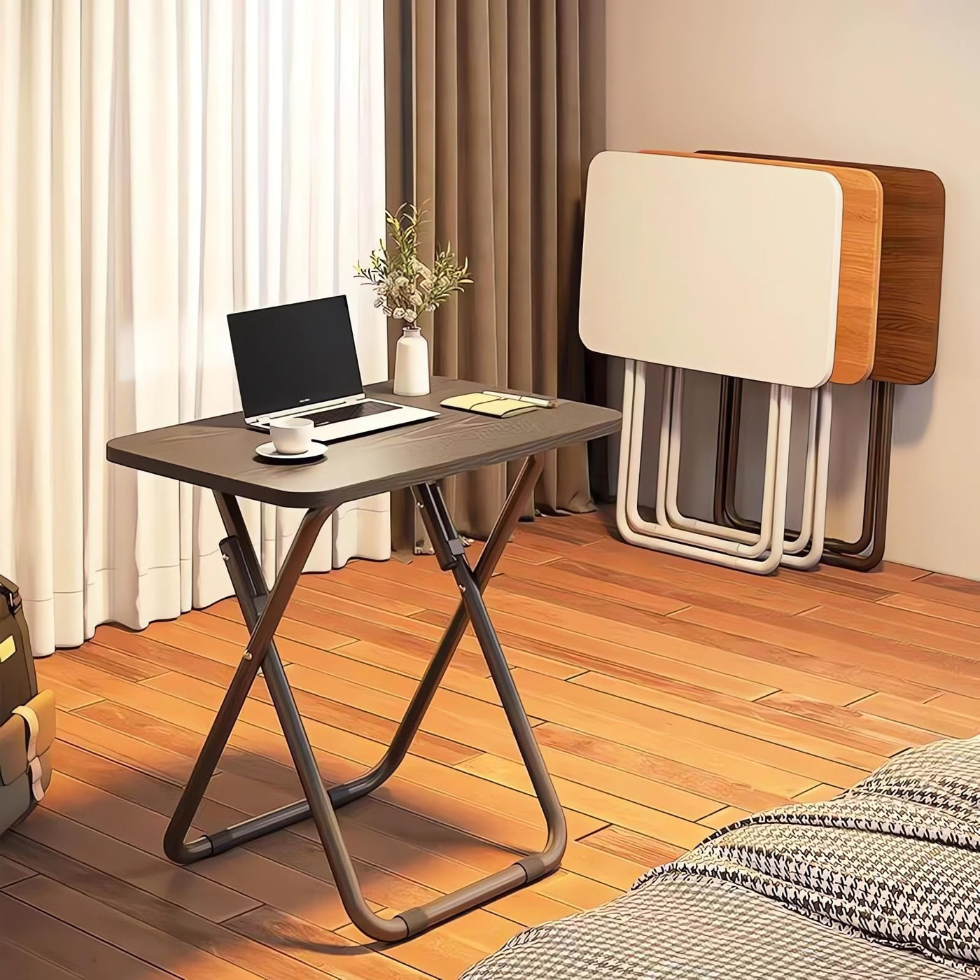 Foldable Desk & Chair Set – 60 × 40 cm, Coffee Brown
