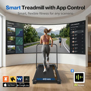 3 in 1 Foldable Walking Pad, Under Desk Treadmill with APP, Portable Treadmills for Home, Walking Pad Treadmill with Safety Handle Bar, 140 KG Capacity, Console and Mute Remote Control
