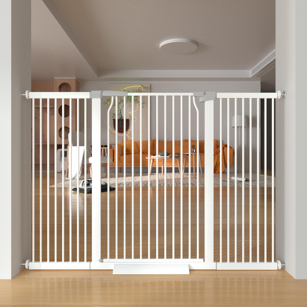 41" Extra Tall Baby Gate for Doorways and Stairs No Drill, Adjustable 29.9-40.9'' Auto Close Dog Gate Indoor, Pressure Mounted Walk Through Swing Wide Pet Gate, Tall Cat Gate with Expansion Kit, White