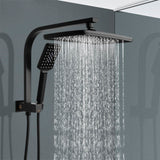 ACA International 12" Rectangle Extra Large High Pressure Shower Head Handheld Gooseneck Arm 2 in 1 Diverter Set, 3-Mode Handheld Shower Hand, Full Body Shower Set for Bathroom (Black)