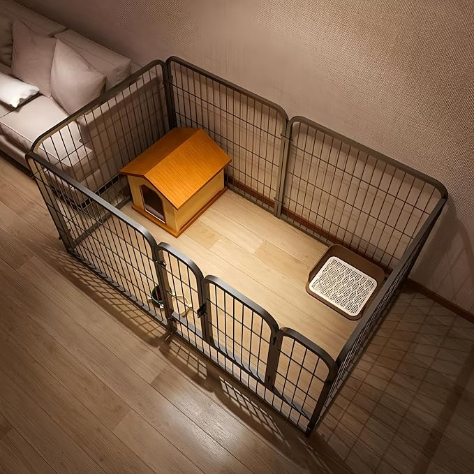 6-Panel Foldable Metal Dog Playpen with Door – 120 × 60 × 60 cm