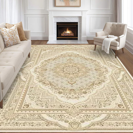 Soft Area Rugs Faux Cashmere Vintage Carpet, Non-Slip Machine Washable Low Piles Modern Boho Persian Rugs Abstract Floor Mat for Bedroom/Living Room/Playroom/Office Indoor Decor (Color 5, 120x160cm)