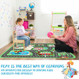Play Mat Kids Rug Carpet Playmat Extra Large Learn Have Fun Safe Road Traffic System Multi Color Study Activity Centerpiece Play Mat for Playing with Cars for Bedroom Playroom