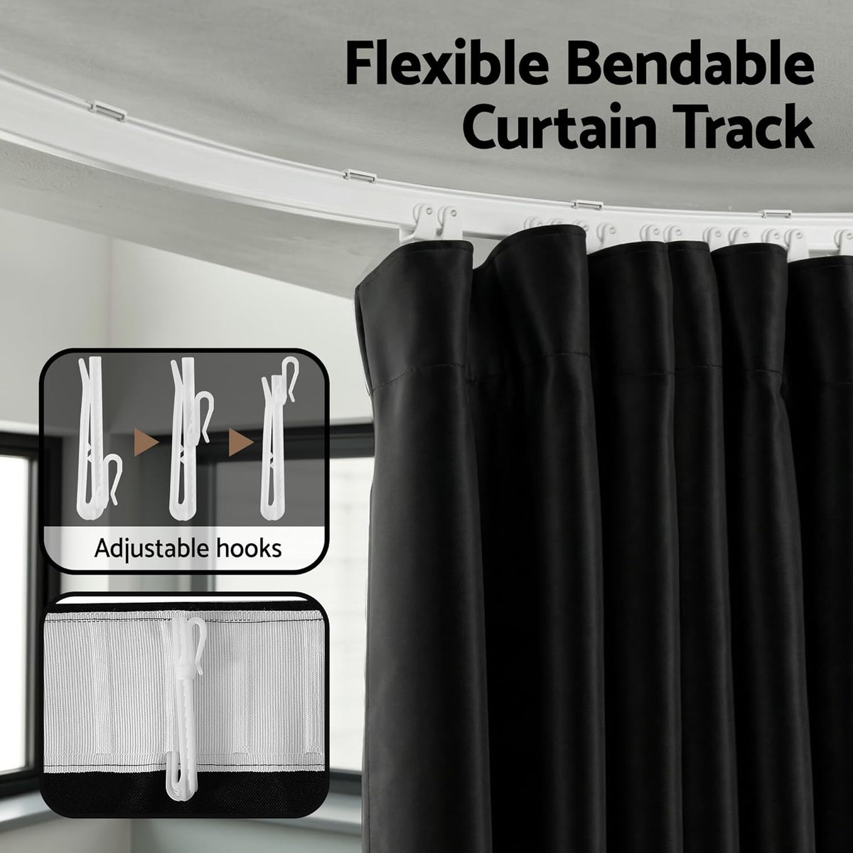 254 × 213cm Blackout Curtain Divider with Flexible Ceiling Track