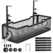 15.7-Inch Clamp-On Under-Desk Cable Tray – Black
