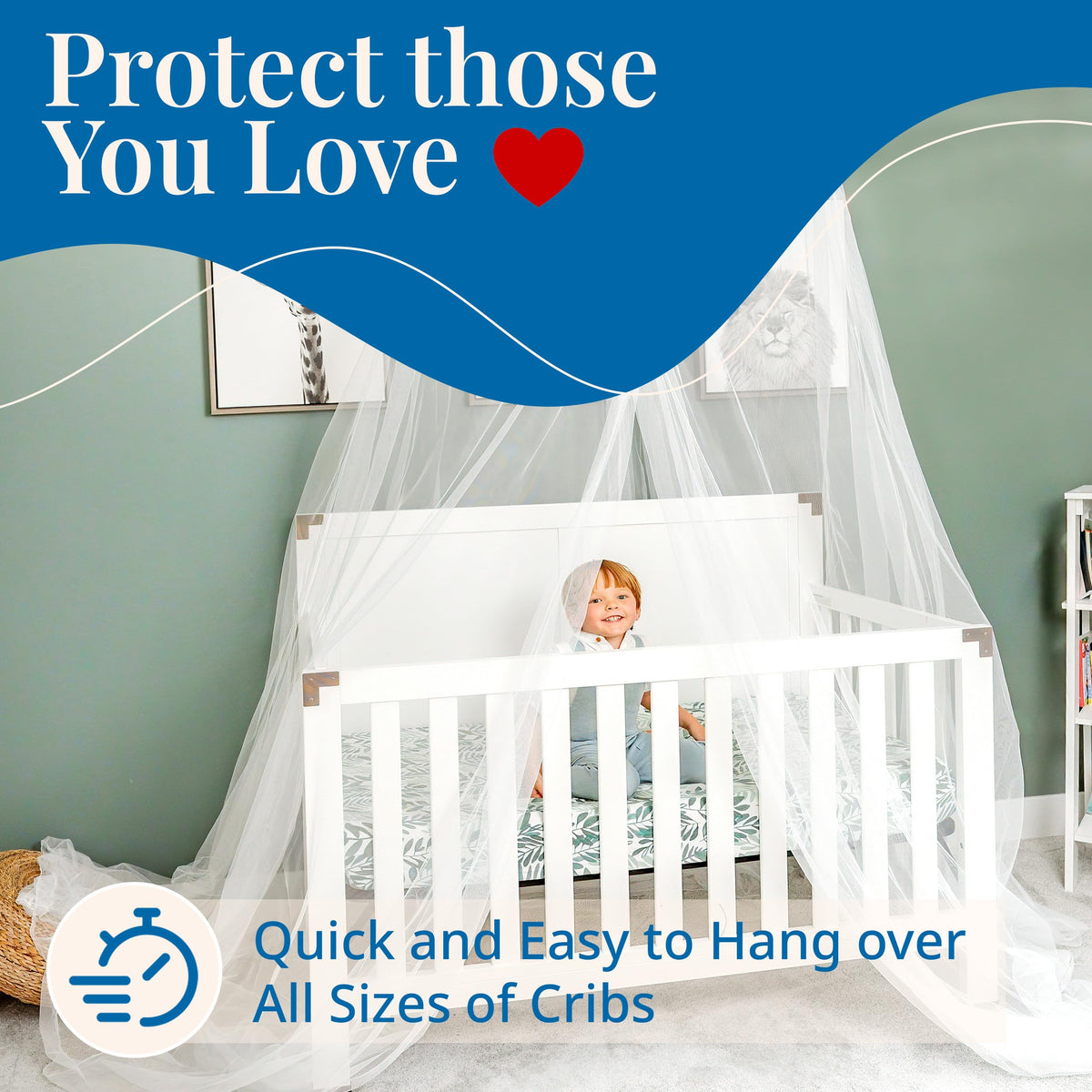 Extra-Large Untreated Hanging Mosquito Net – 8.5ft High, 34in Hoop