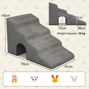 4-Tier Extra-Wide Grey Foam Pet Stairs with Washable Cover