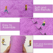Fluffy Area Rug, 30cm Square Plush Foam Floor Mat Playmat for Kids, 4Pcs Shaggy Detachable Furry Carpet, Couch Cover Seat Cushion Play Mat for Bedroom Playroom Decor