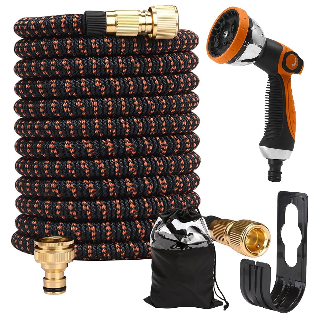 30m expandable garden hose with 10-function spray nozzle