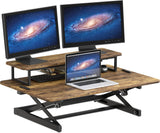 SHW 36-Inch Height Adjustable Standing Desk Converter Sit to Stand Riser Workstation, Rustic Brown