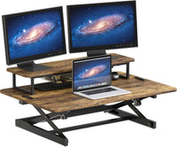 SHW 36-Inch Height Adjustable Standing Desk Converter Sit to Stand Riser Workstation, Rustic Brown
