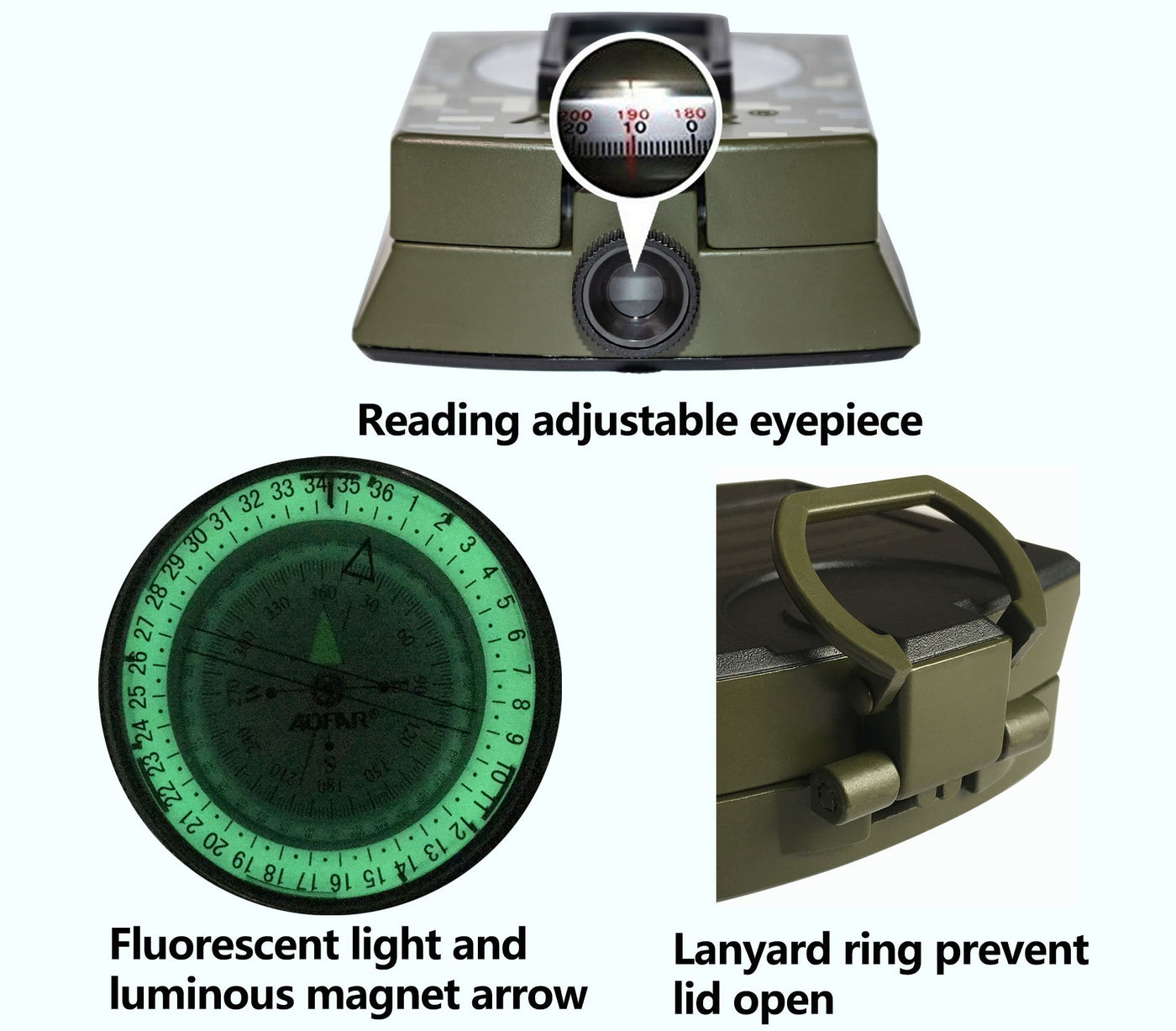 AF-4580 Lensatic Sighting Compass with Map Measurer