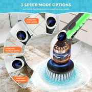 Electric Spin Scrubber,Cordless Cleaning Brush,Shower Cleaning Brush with 8 Replaceable Brush Heads, Power Scrubber 3 Adjustable Speeds,Adjustable & Detachable Long Handle,Voice Broadcast