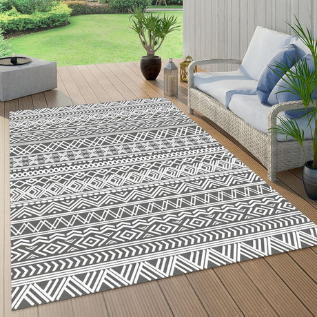 DAWNTREES Large Waterproof Outdoor Rug for Patio, 152×244cm Reversible Mat – Plastic Camping Rug for RV, Porch, Deck, Camper, Balcony (Bohemia, 152×244cm)