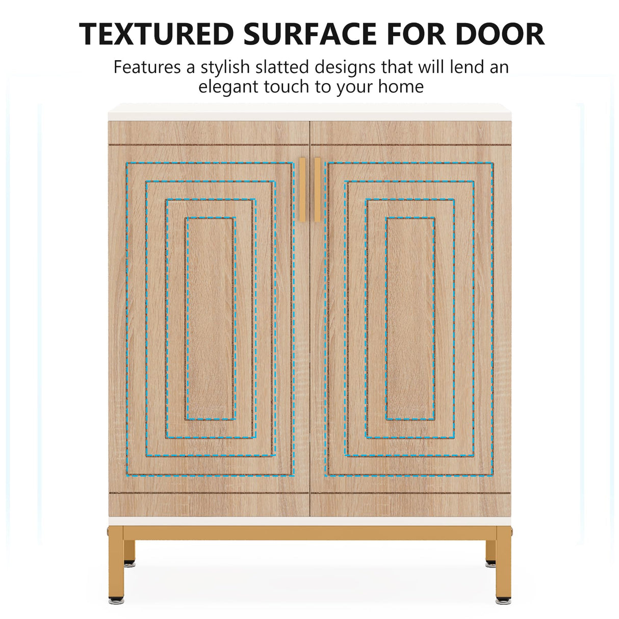 Shoe Cabinet with Doors, 20 Pairs Entryway Shoe Storage Cabinet with Shelves, 5-Tier Modern Free Standing Shoe Racks Storage Organizer for Closet, Living Room, Bedroom(White/Natural)