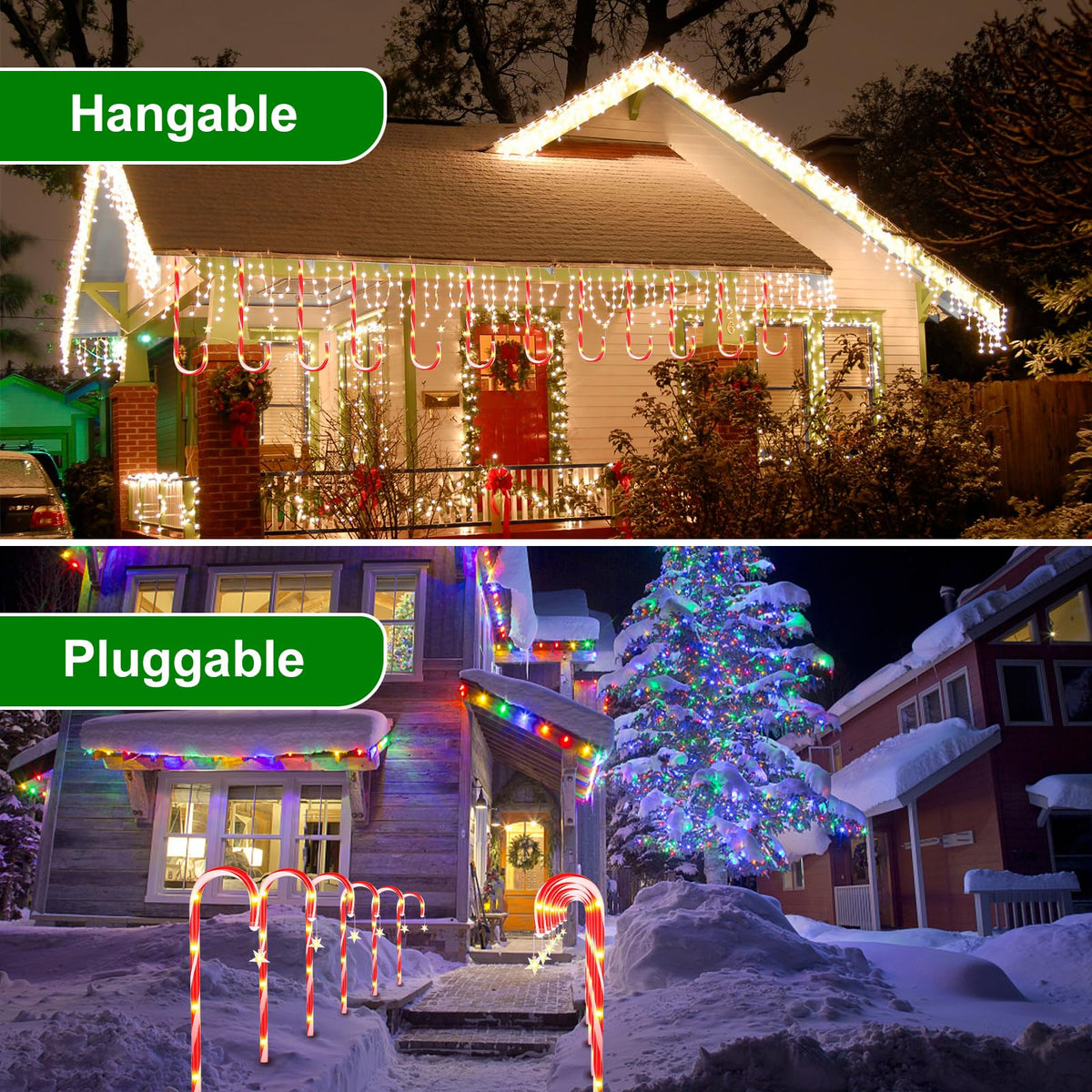 12-Pack Solar Candy Cane Path Lights – 72 LEDs & 8 Modes